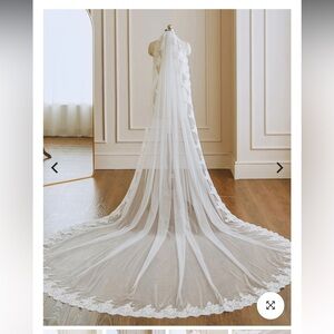 Cathedral Length Lace and Sequin Wedding Veil VG3040